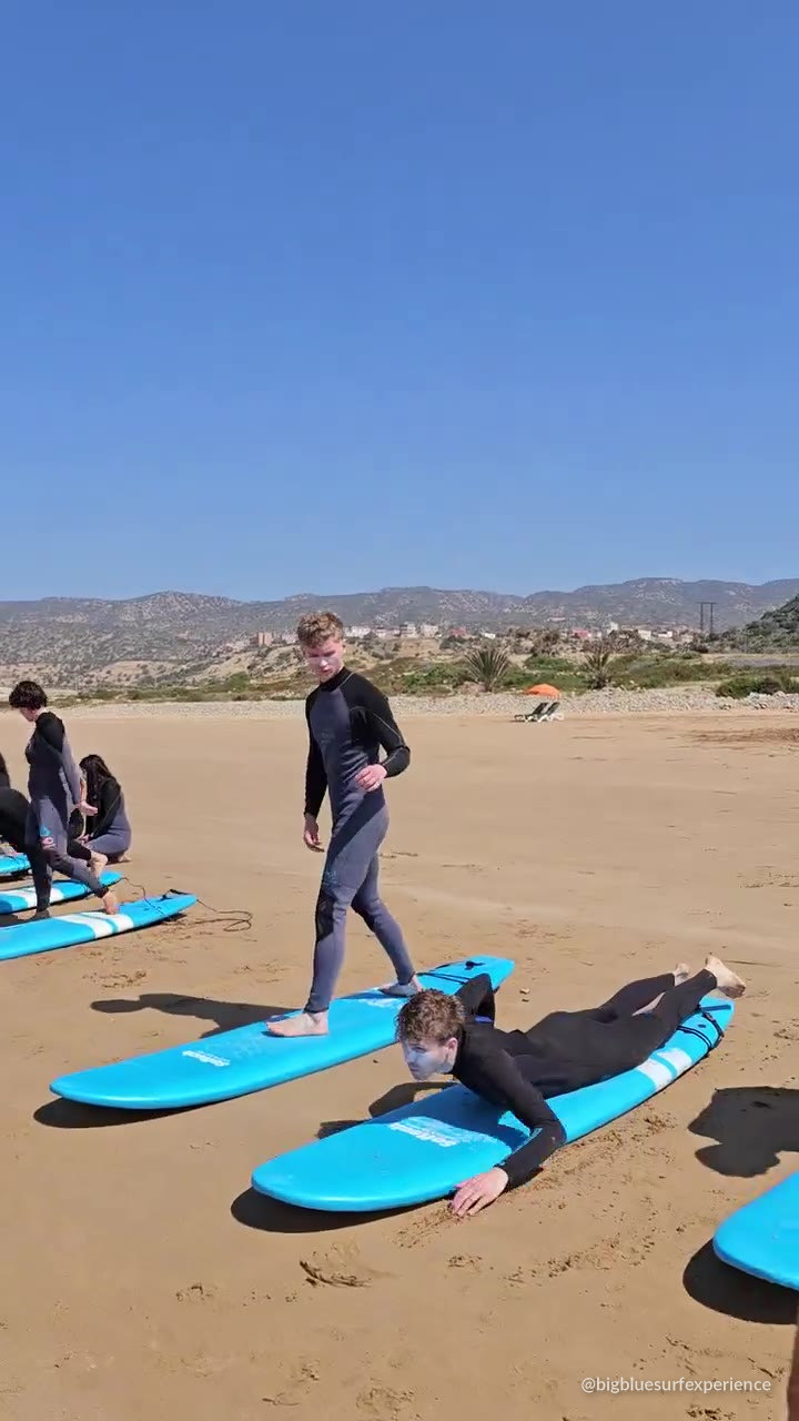 Surf coaching session with a BigBlue group in Taghazout